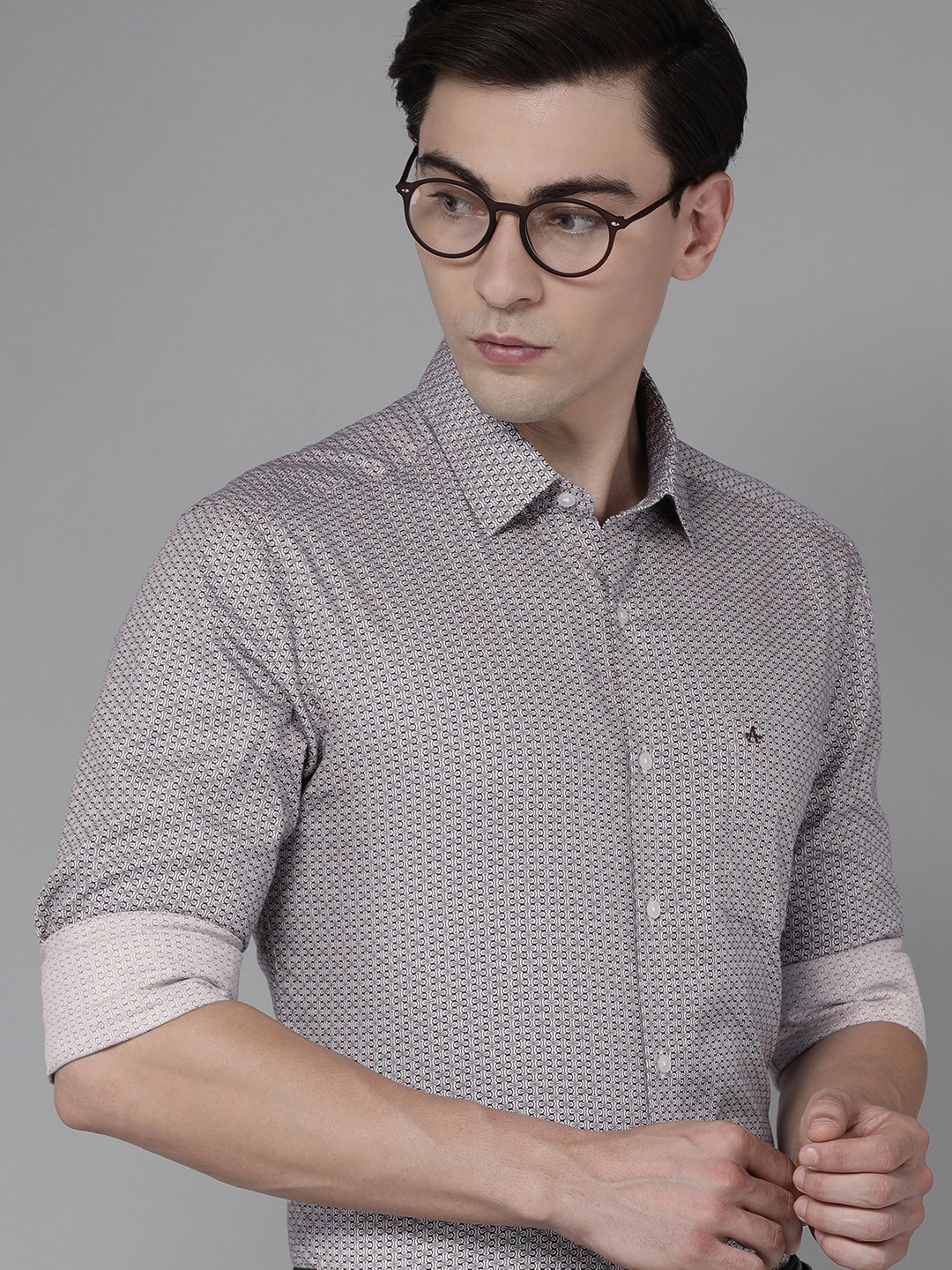 

Arrow Men White & Black Original Slim Fit Printed Pure Cotton Formal Shirt, Off white