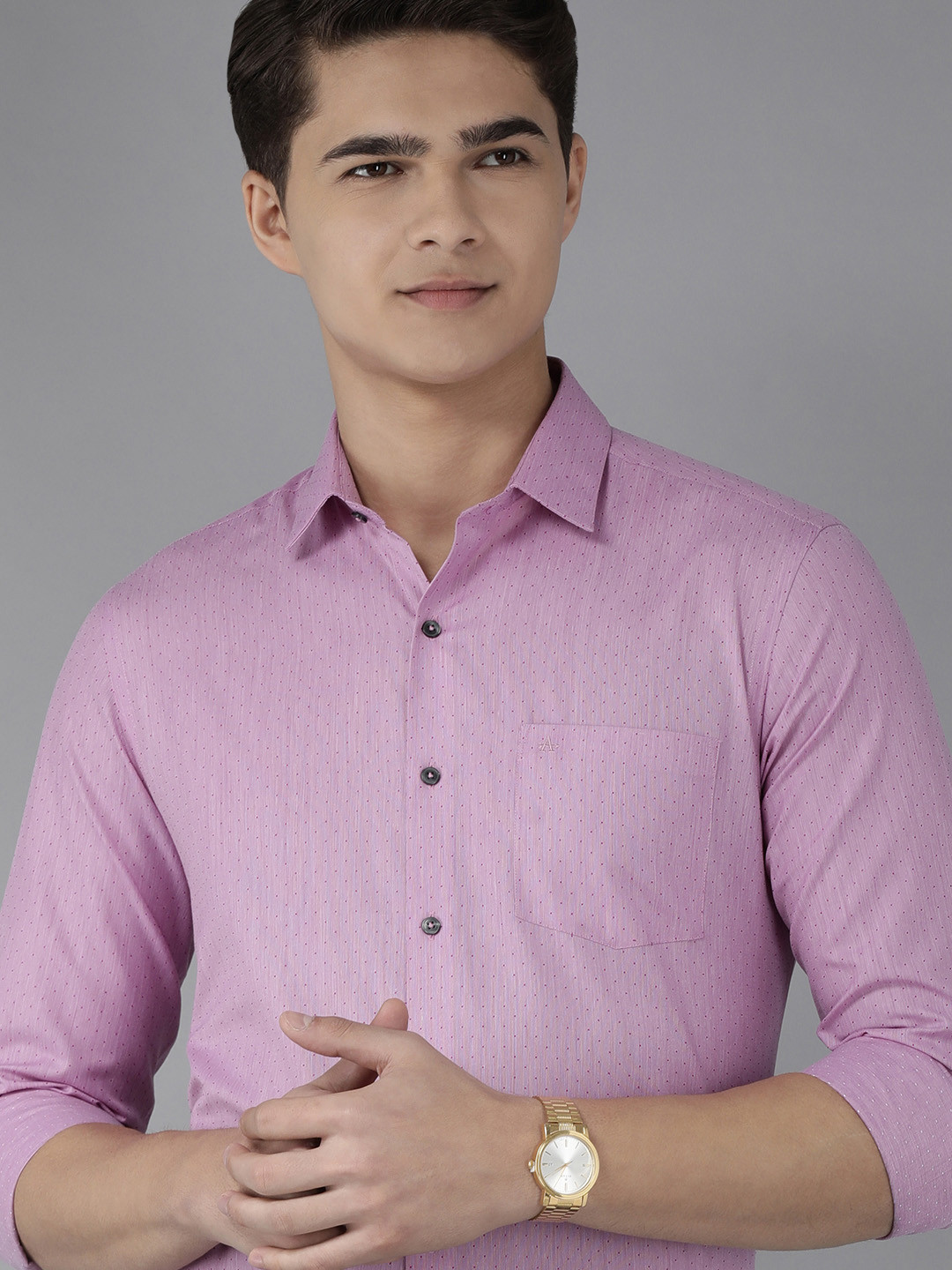 

Arrow Men Purple Self Design Original Slim Fit Formal Shirt