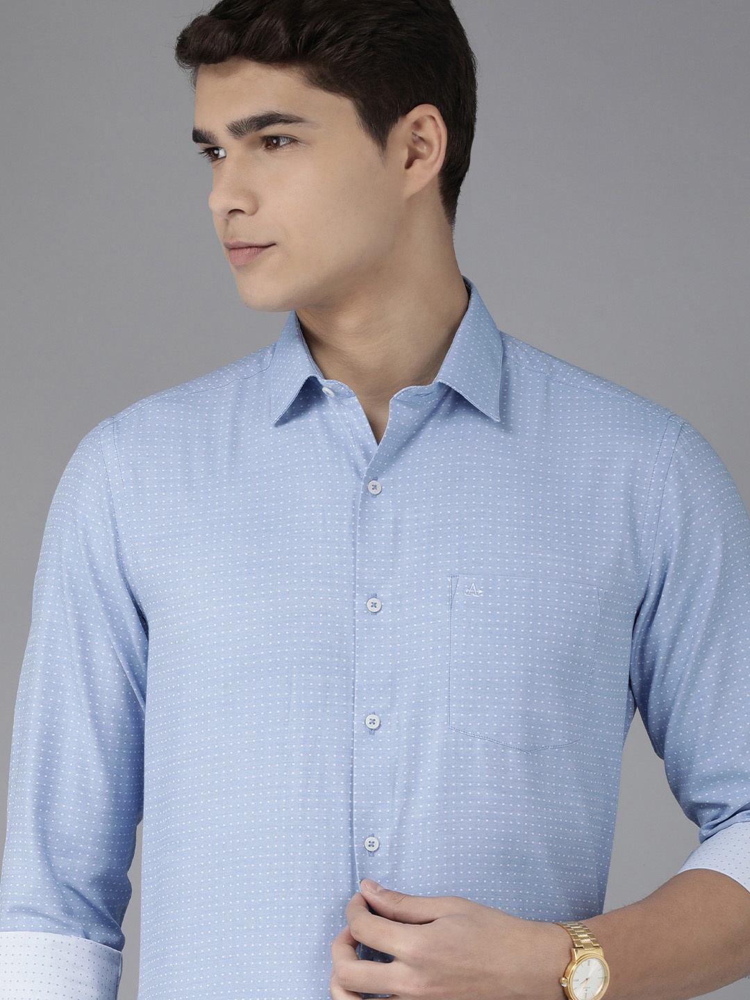 

Arrow Men Blue Textured Manhattan Slim Fit Formal Shirt