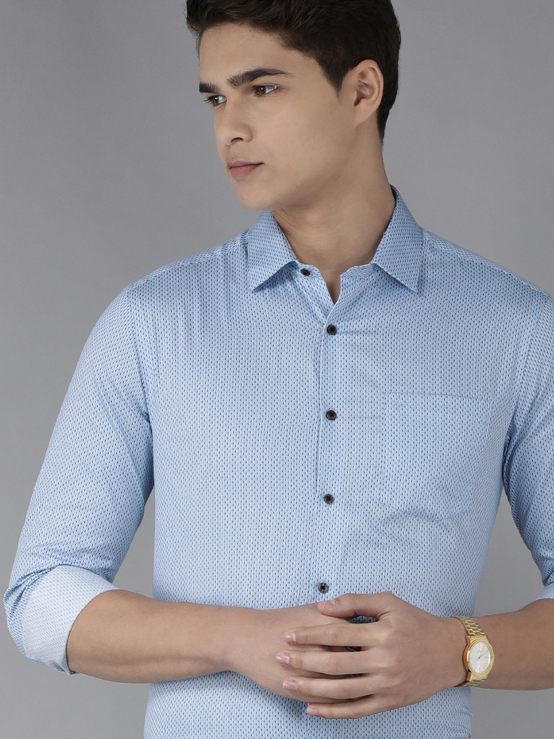 

Arrow Men Blue Manhattan Slim Fit Ditsy Printed Pure Cotton Formal Shirt