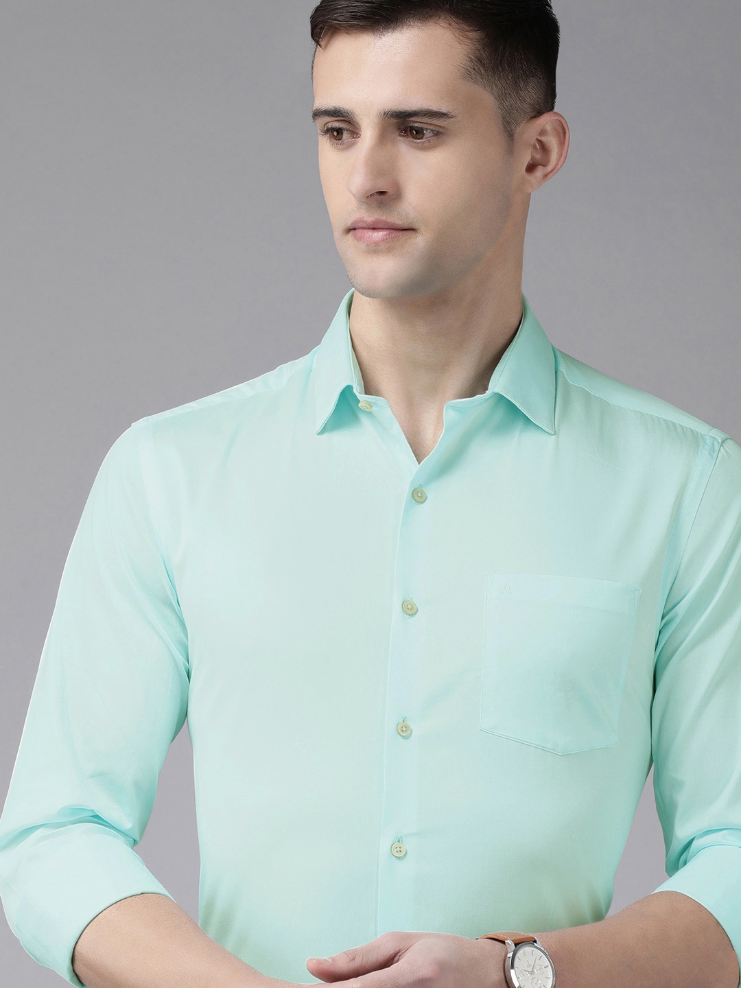 

Arrow Men Turquoise Blue Slim Fit Pure Cotton Formal Shirt