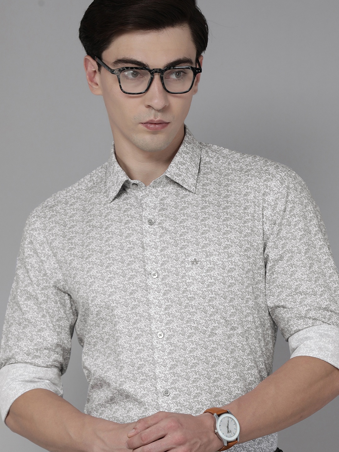 

Arrow Men White Original Slim Fit Micro Ditsy Printed Formal Shirt