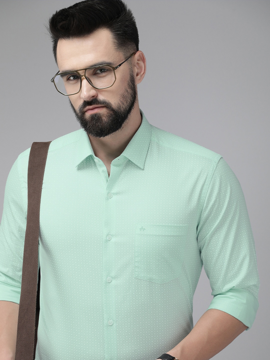 

Arrow Original Slim Fit Opaque Ditsy Printed Pure Cotton Formal Shirt, Sea green