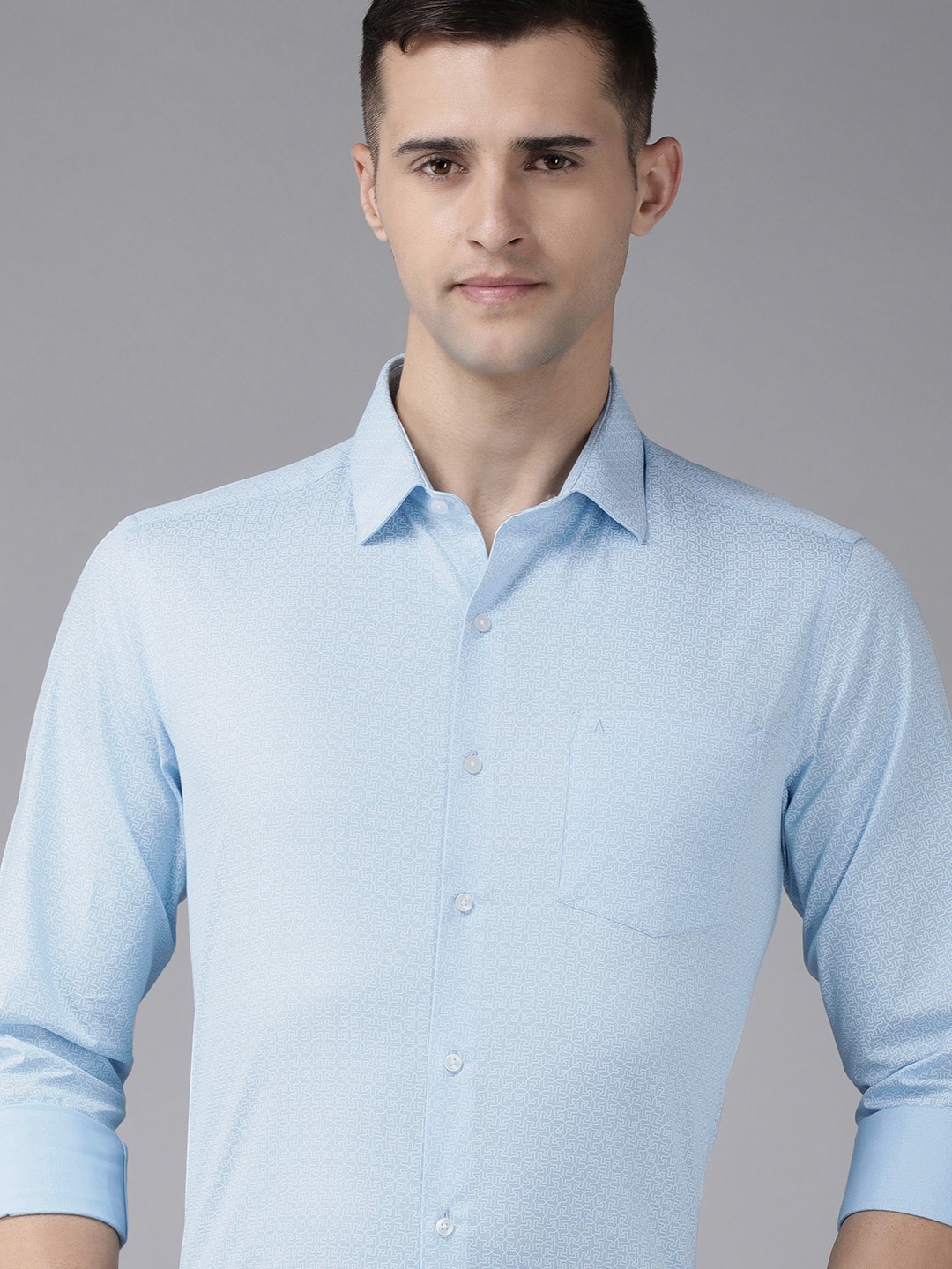 

Arrow Men Blue & White Slim Fit Printed Pure Cotton Formal Shirt