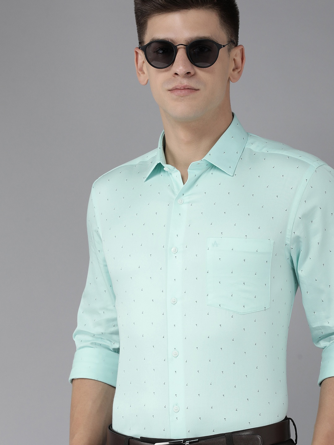 

Arrow Men Sea Green Manhattan Slim Fit Ditsy Printed Pure Cotton Formal Shirt