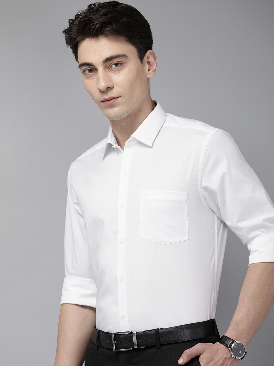 

Arrow Men Pure Cotton Manhattan Slim Fit Striped Formal Shirt, White
