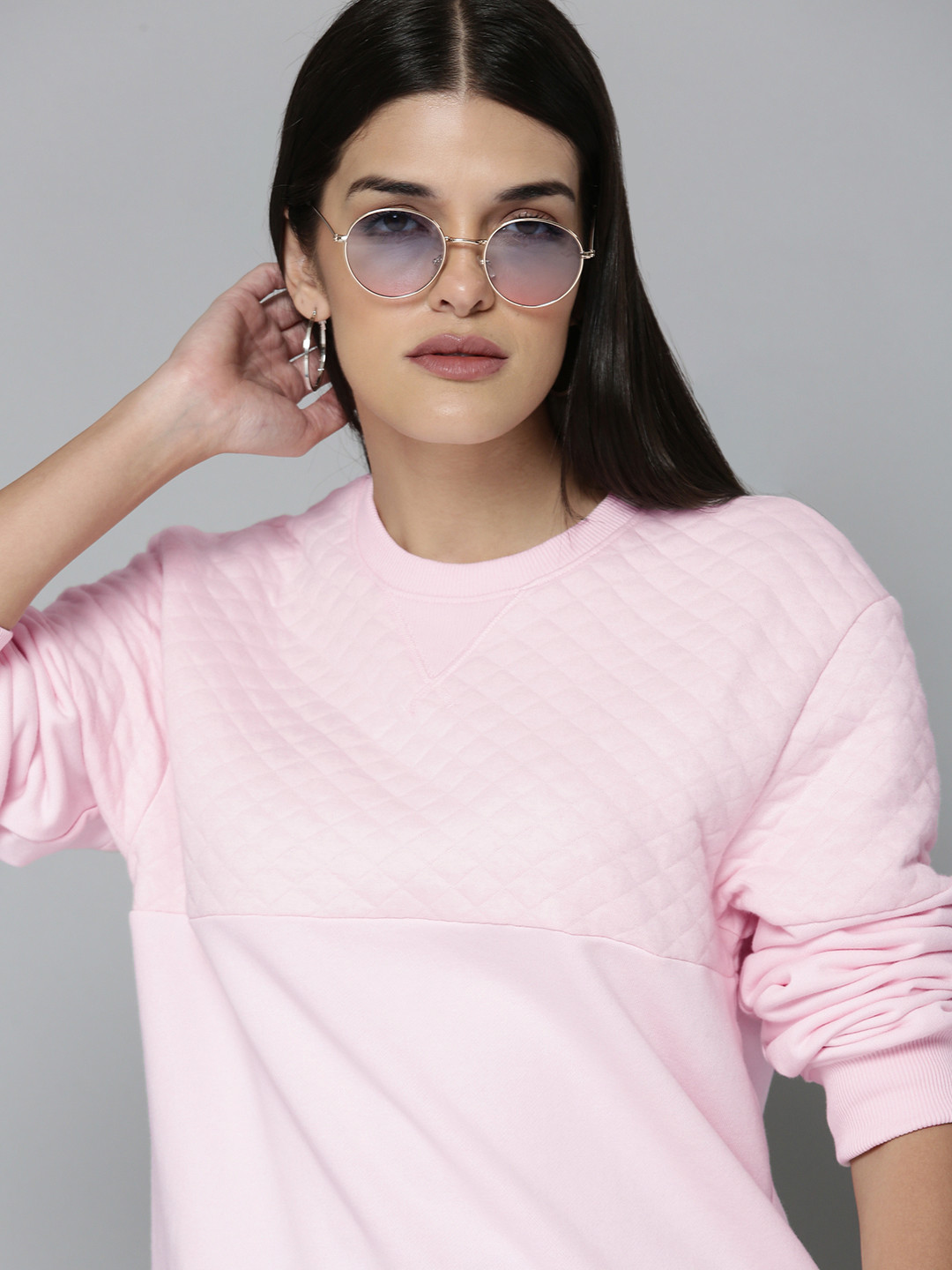 

Levis Women Pink Solid Quilted Sweatshirt