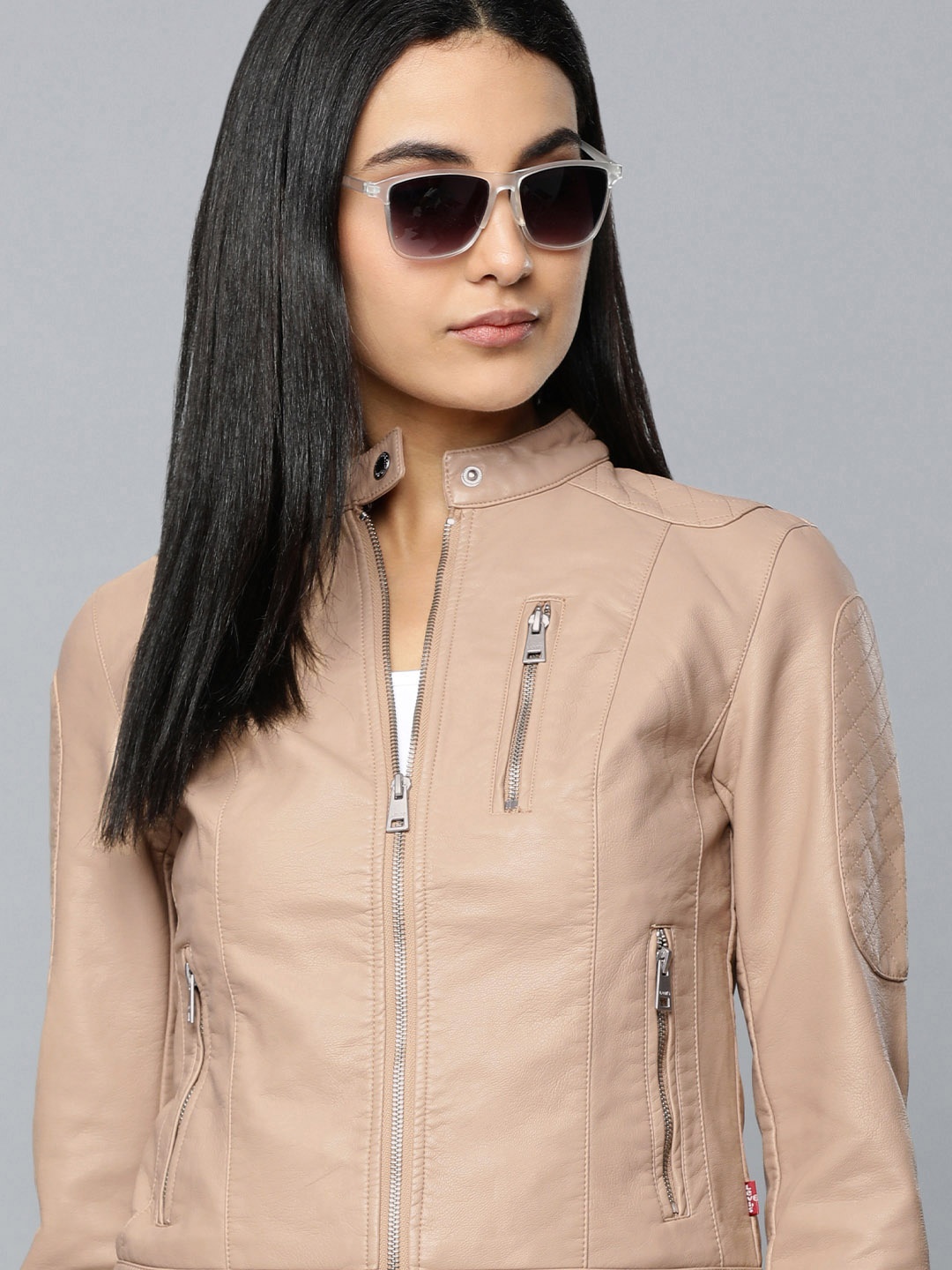 

Levis Women Beige Leather Jacket