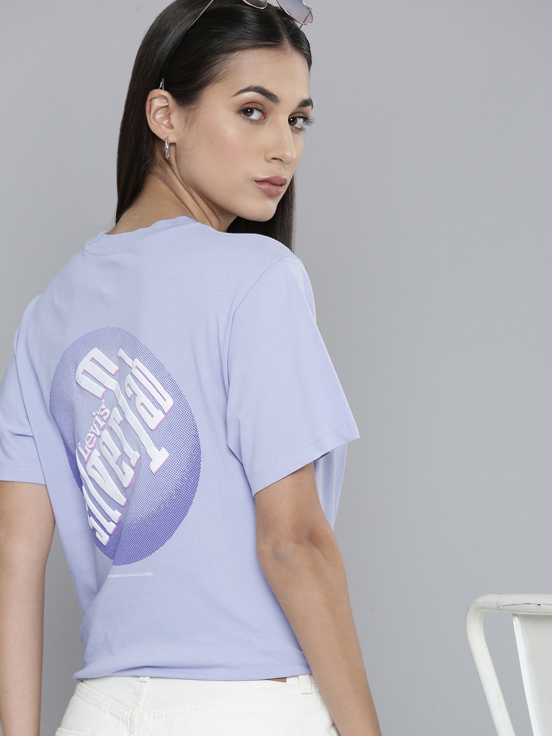 

Levis Women Purple Brand Logo Back Print Pure Cotton T-shirt