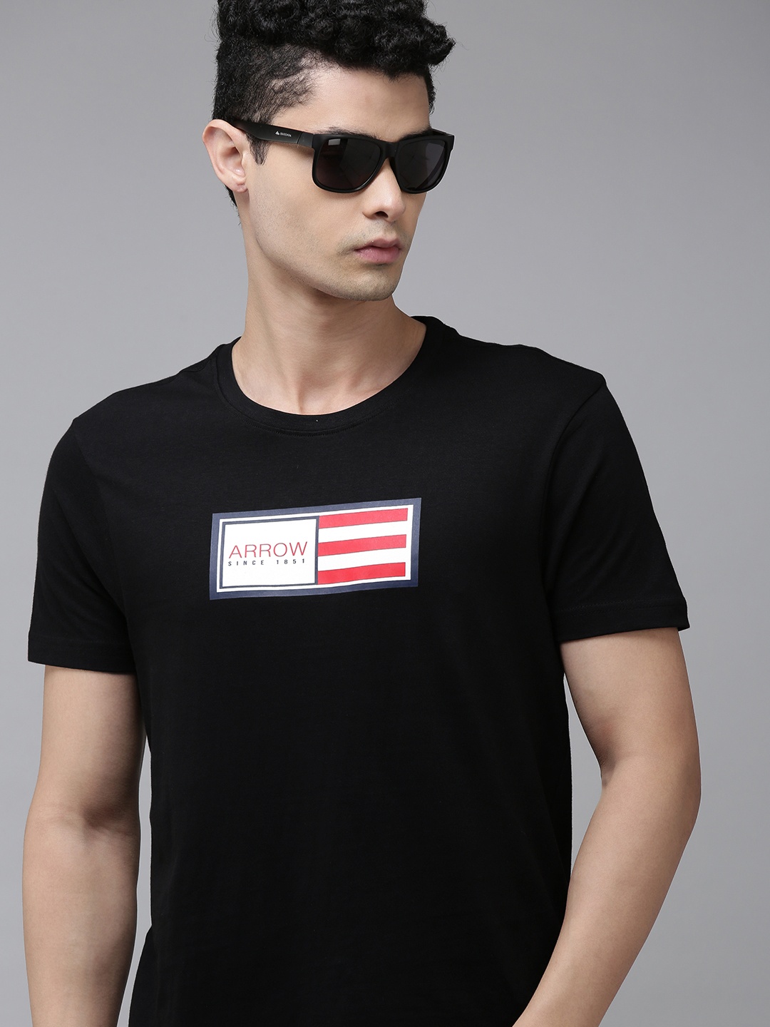 

Arrow Men Black Typography Printed T-shirt