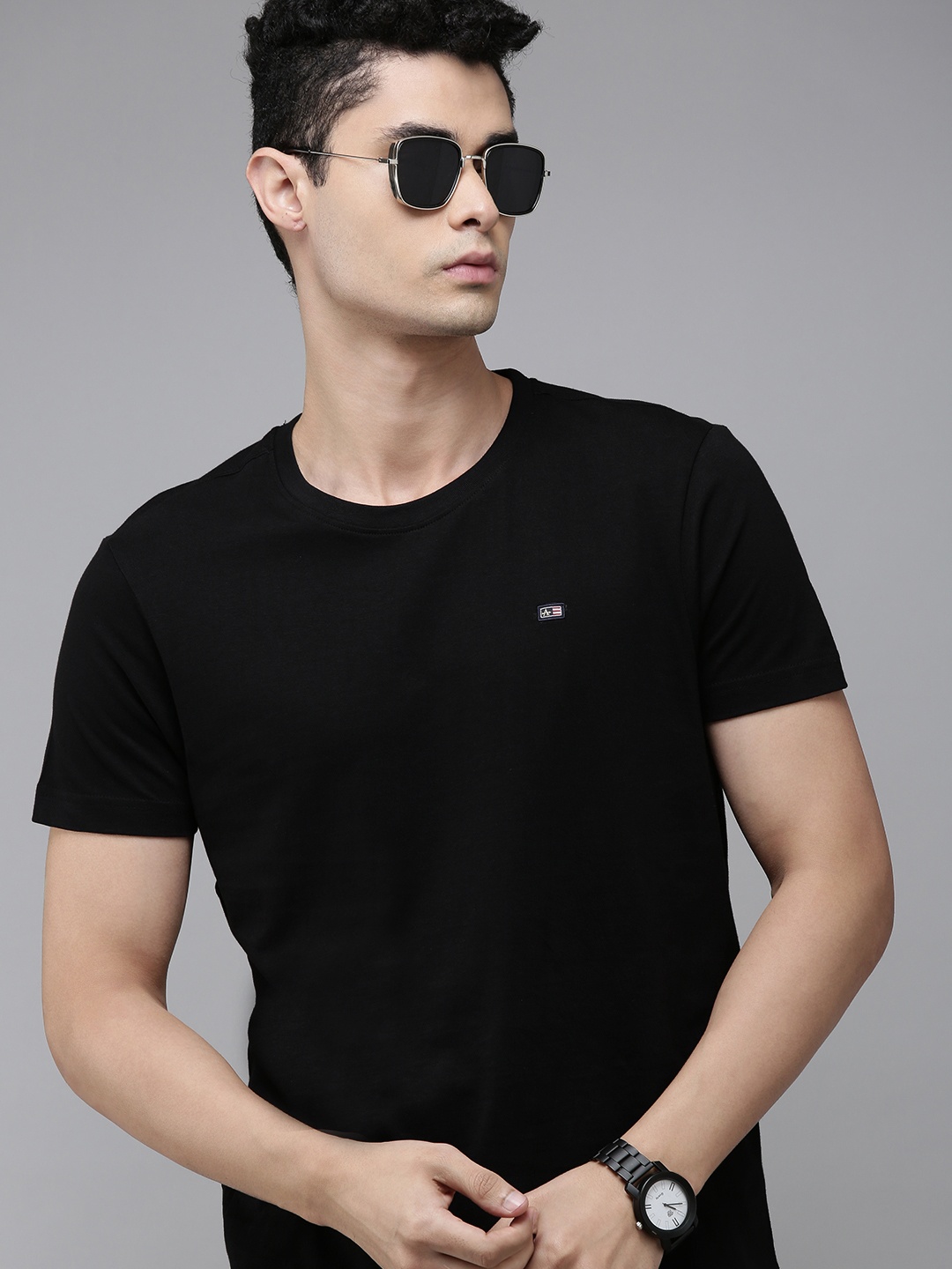 

Arrow Men Black Pure Cotton T-shirt