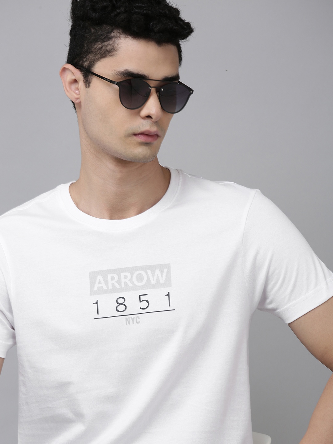 

Arrow Men White Typography Printed Pure Cotton T-shirt