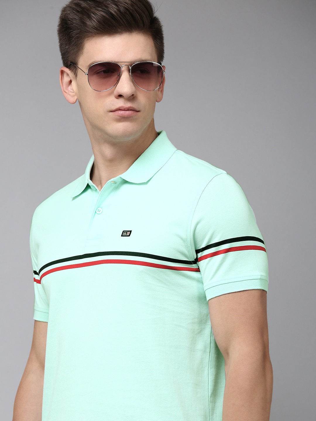 

Arrow Men Striped Polo Collar Pure Cotton T-shirt, Sea green