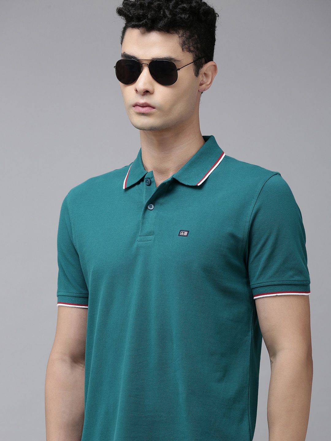 

Arrow Men Teal Green Pure Cotton Polo Collar T-shirt