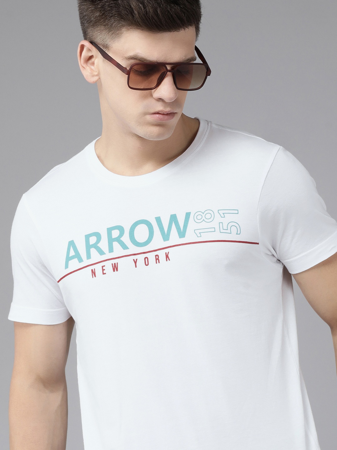 

Arrow Men White Brand Logo Pure Cotton T-shirt