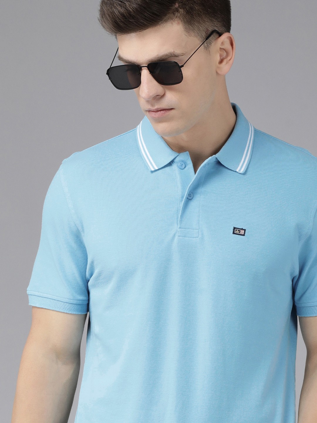 

Arrow Men Blue Polo Collar Pure Cotton T-shirt