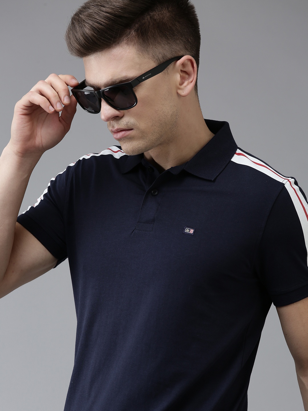

Arrow Men Navy Blue Polo Collar Pure Cotton T-shirt