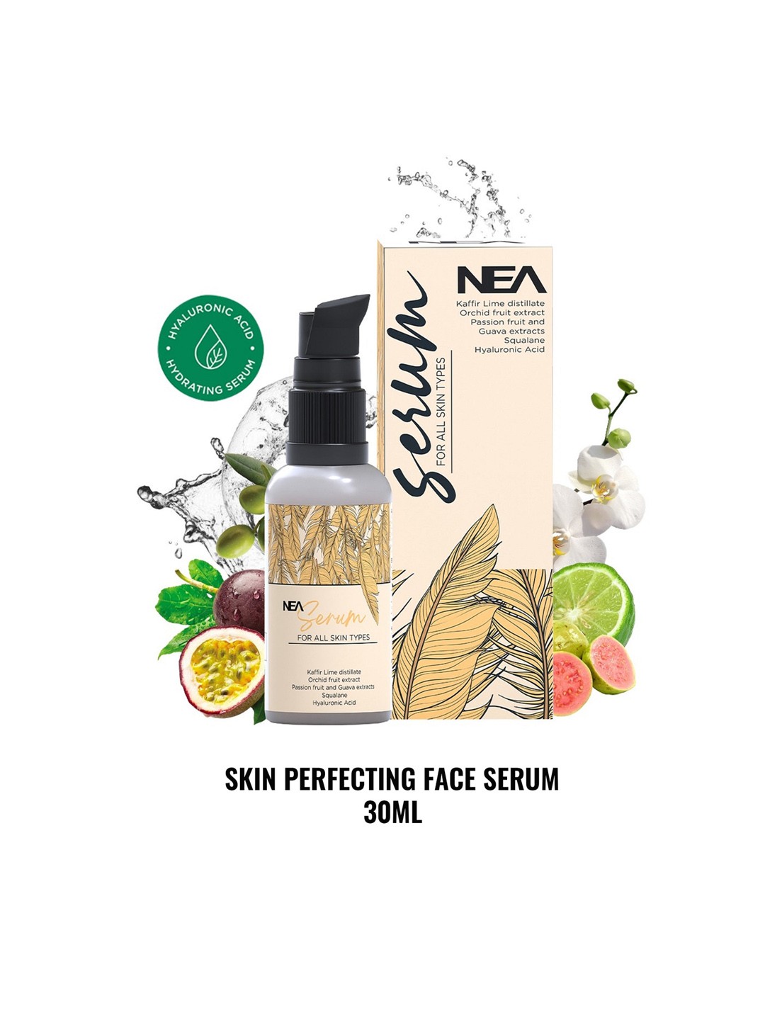 

NEA Cruelty-Free Face Serum for All Skin Types with Kaffir Lime & Orchid Fruit - 30 ml, Beige