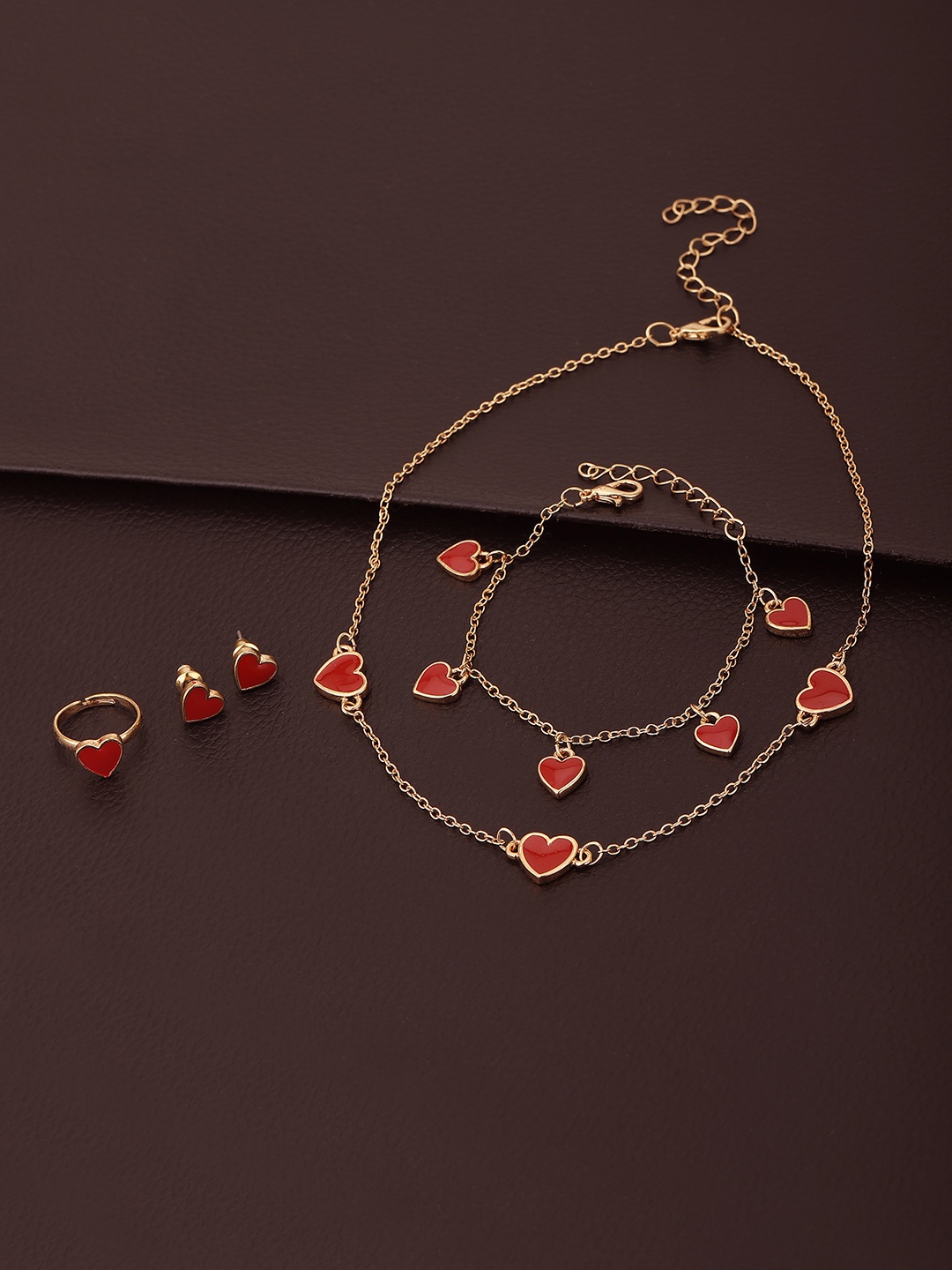 

Carlton London Girls Gold-Plated Red Jewellery Set