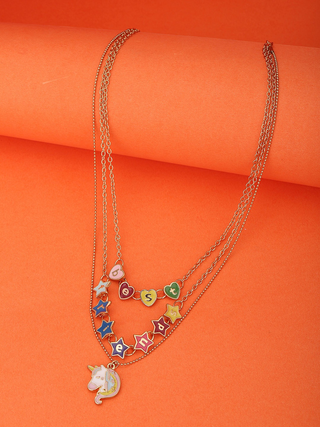 

Carlton London Girls Multicoloured Gold-Plated Layered Necklace, Multi