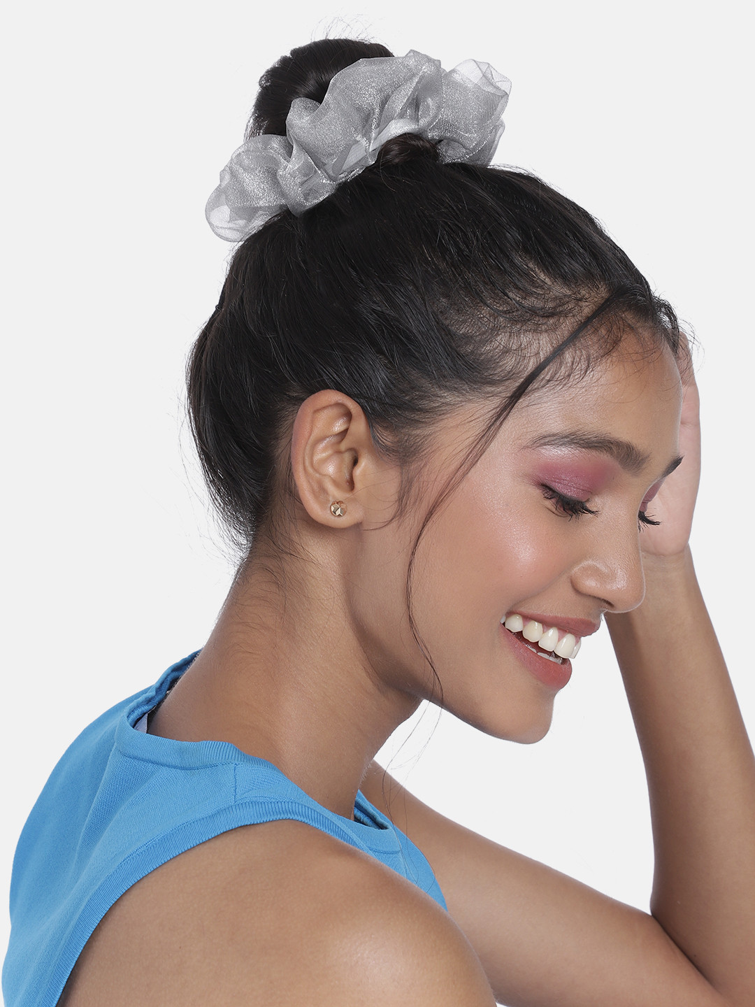 

DressBerry Women Solid Scrunchie, Silver