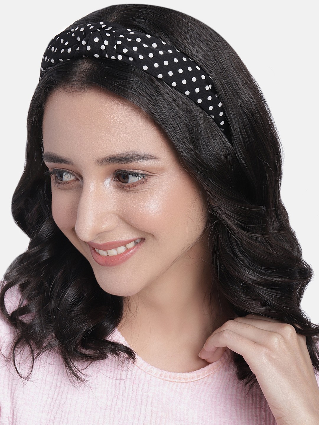 

DressBerry Women Polka Dots Printed Hairband, Black