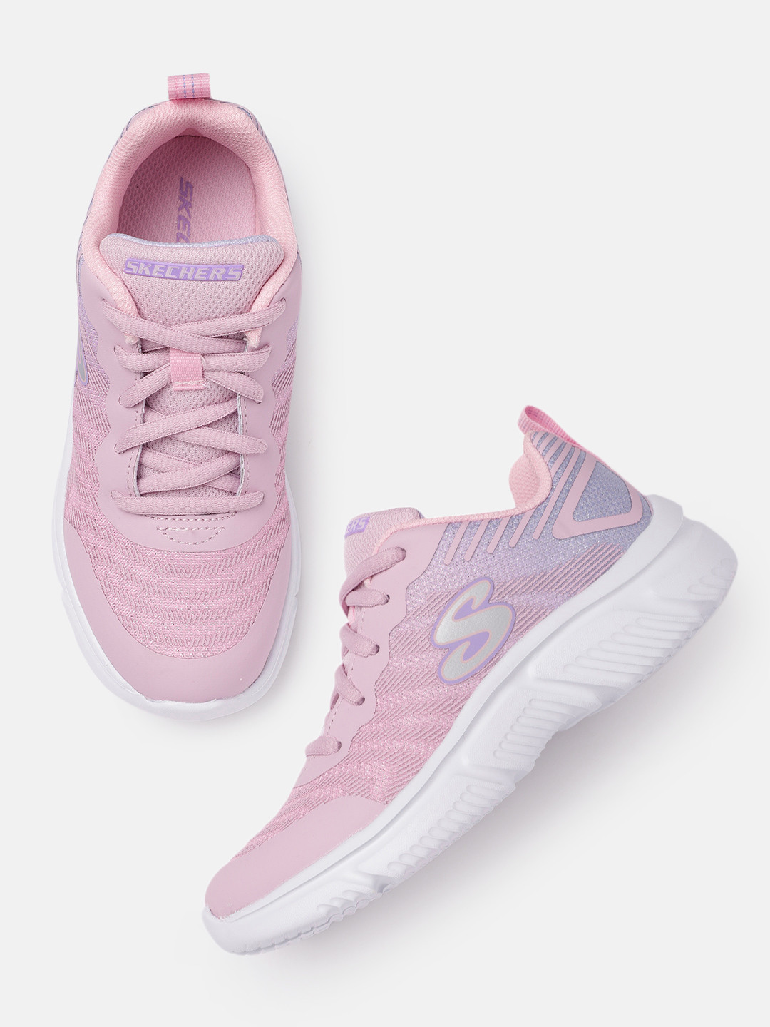 

Skechers Girls Pink Textured Go Run 650 Firey Colors Regular Sneakers