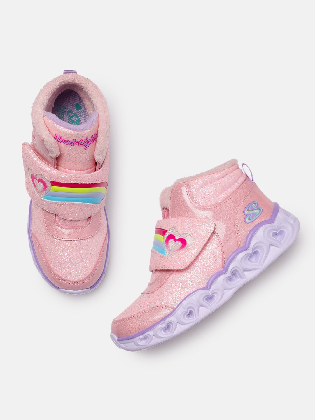 

Skechers Girls Heart Lights Brilliant Rainbow Sneakers, Pink