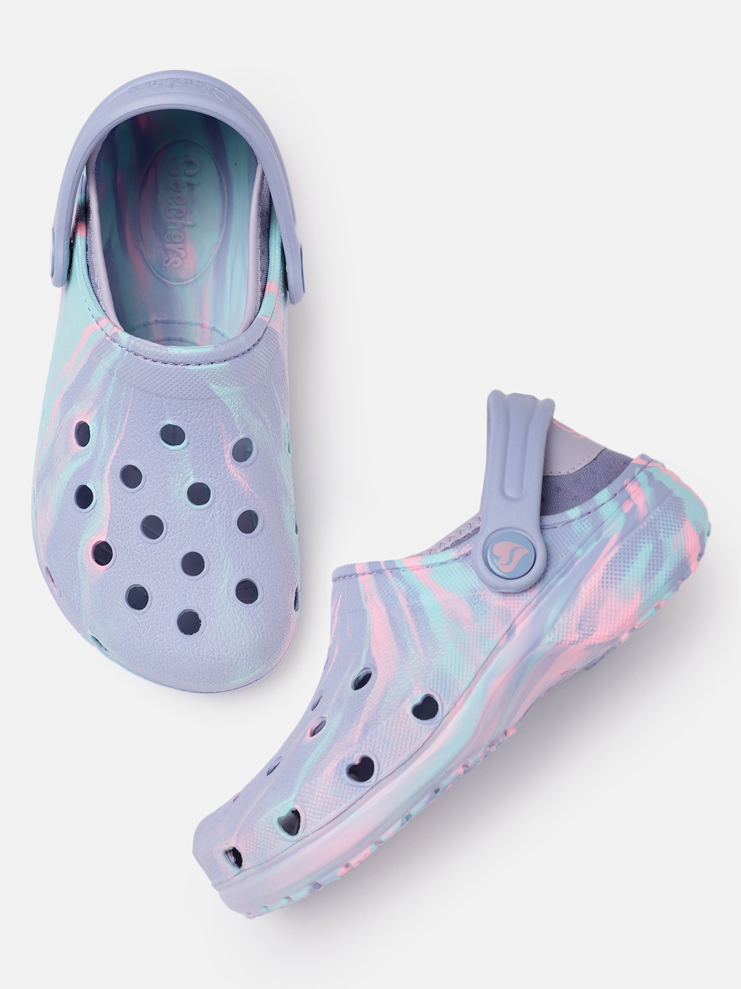 

Skechers Girls Lavender & Blue Colourblocked Heart Charmer Let's Go Play Clogs