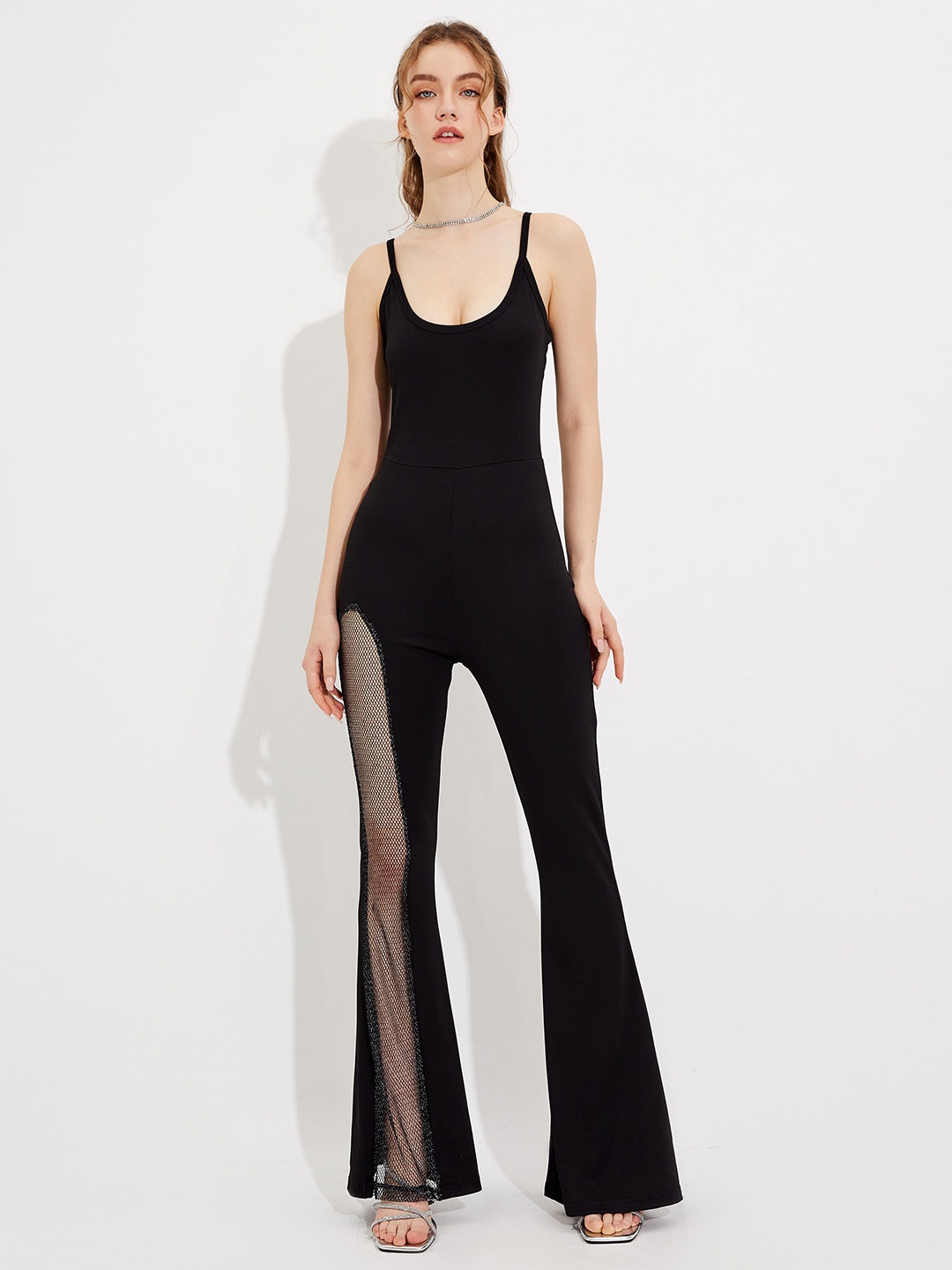 

URBANIC Black & Gold-Toned Jumpsuit