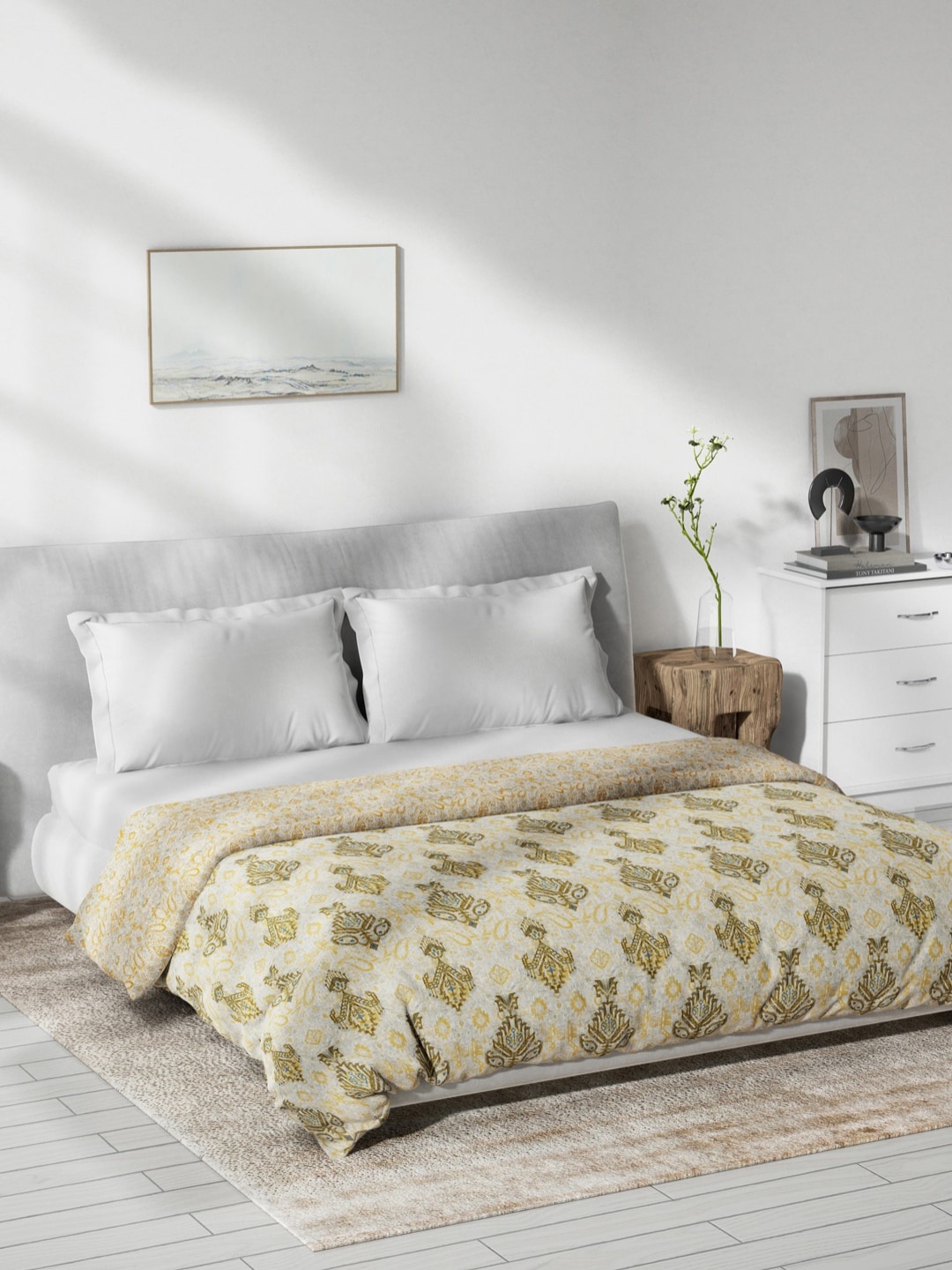 

DDecor Yellow & White Ethnic Motifs Mild Winter 150 GSM Double Bed Dohar