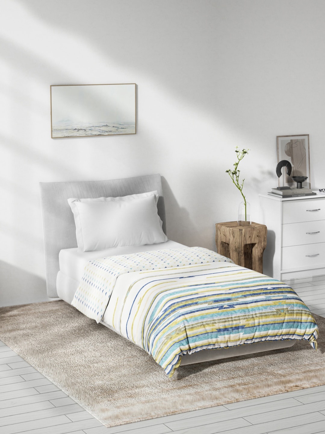 

DDecor Blue & White Striped Mild Winter 150 GSM Single Bed Dohar