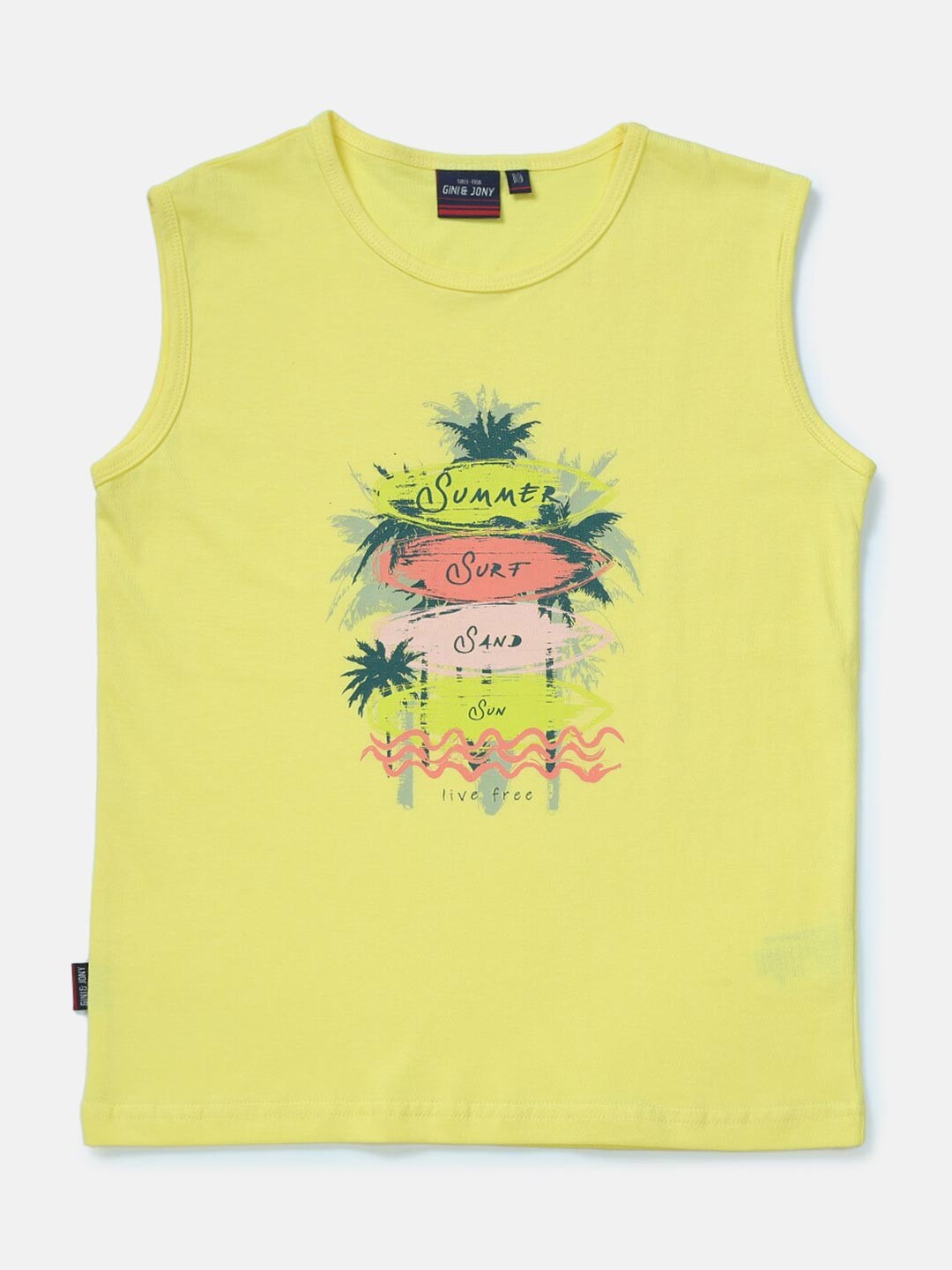 

Gini and Jony Boys Yellow Printed T-shirt