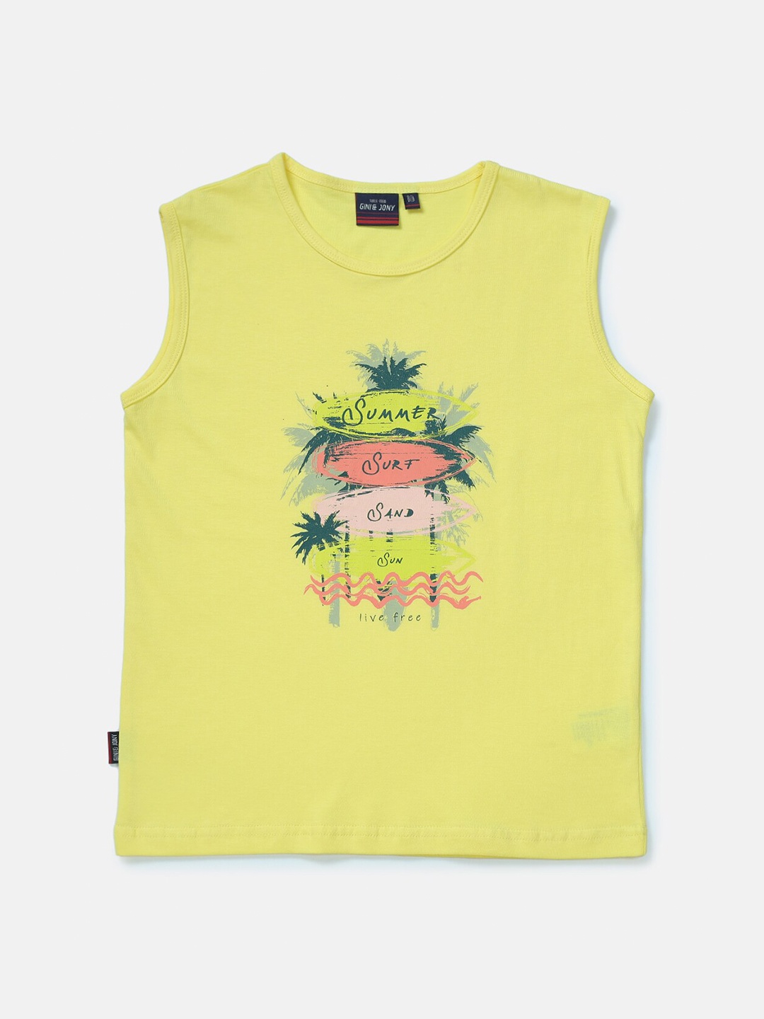 

Gini and Jony Boys Yellow Printed T-shirt