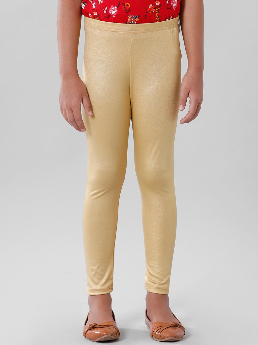 

De Moza Girls Golden Solid Leggings, Gold