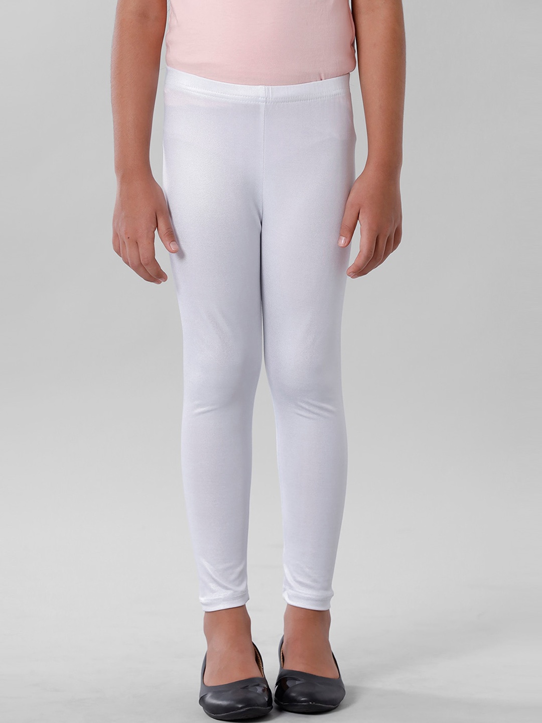 

De Moza Girls White Solid Ankle-Length Leggings