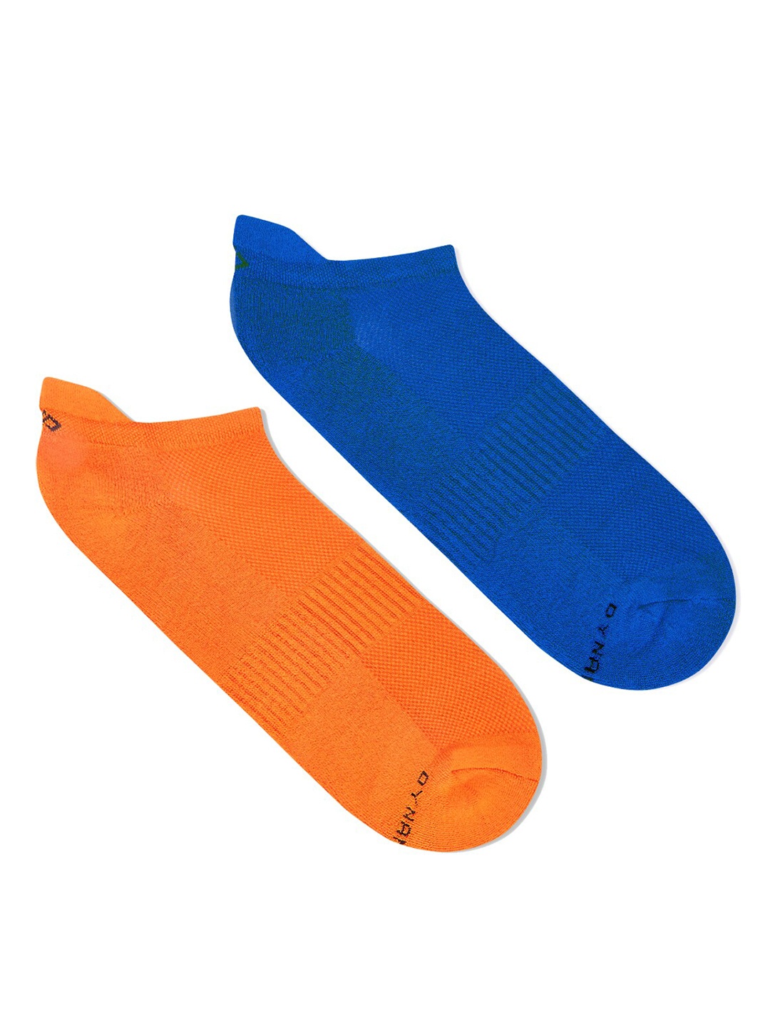 

Dynamocks Men Pack Of 2 Solid Blue and Orange Bamboo Ankle-Length Socks