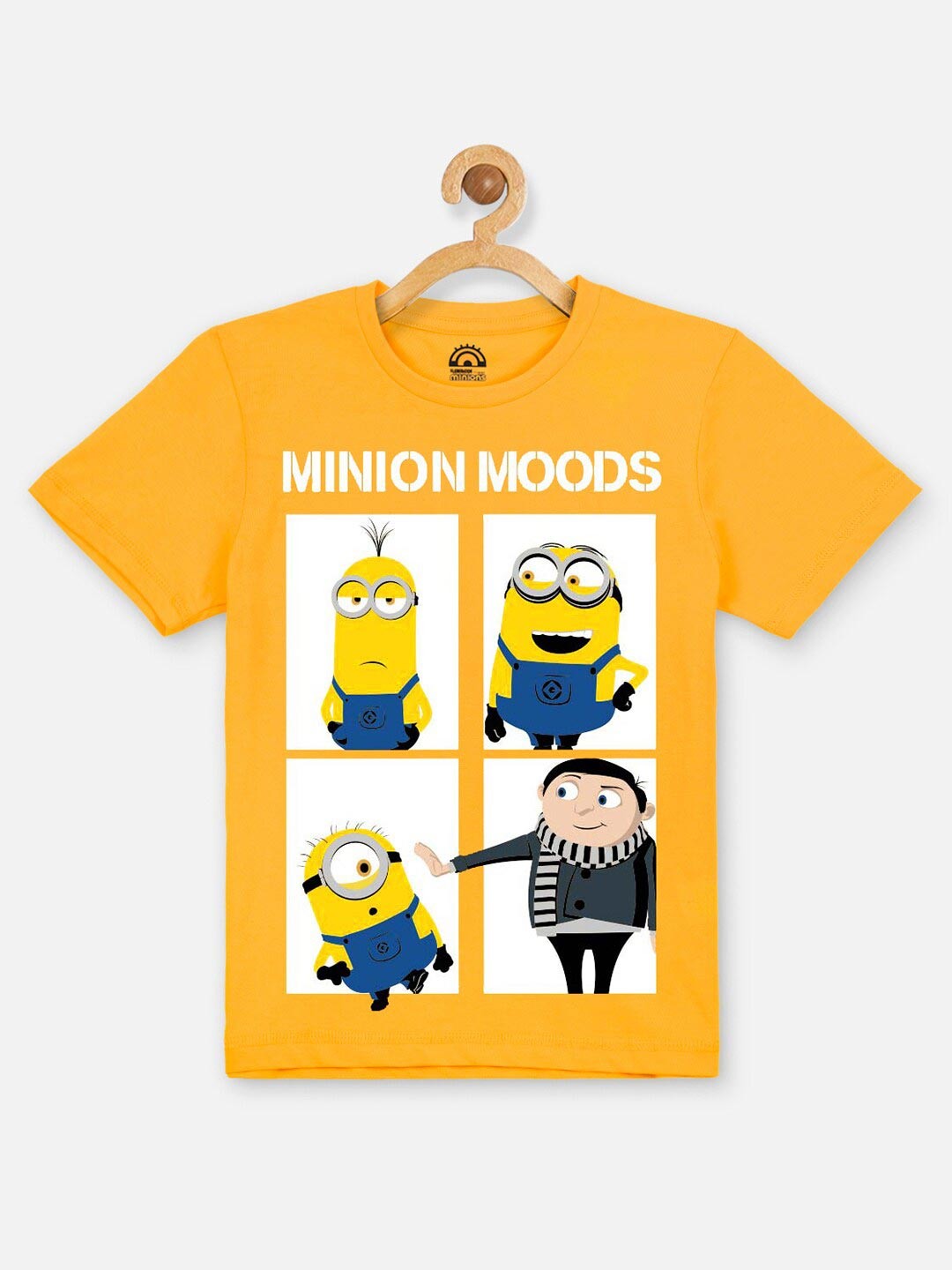 

Kids Ville Boys Yellow Minions Printed 100% Cotton T-shirt