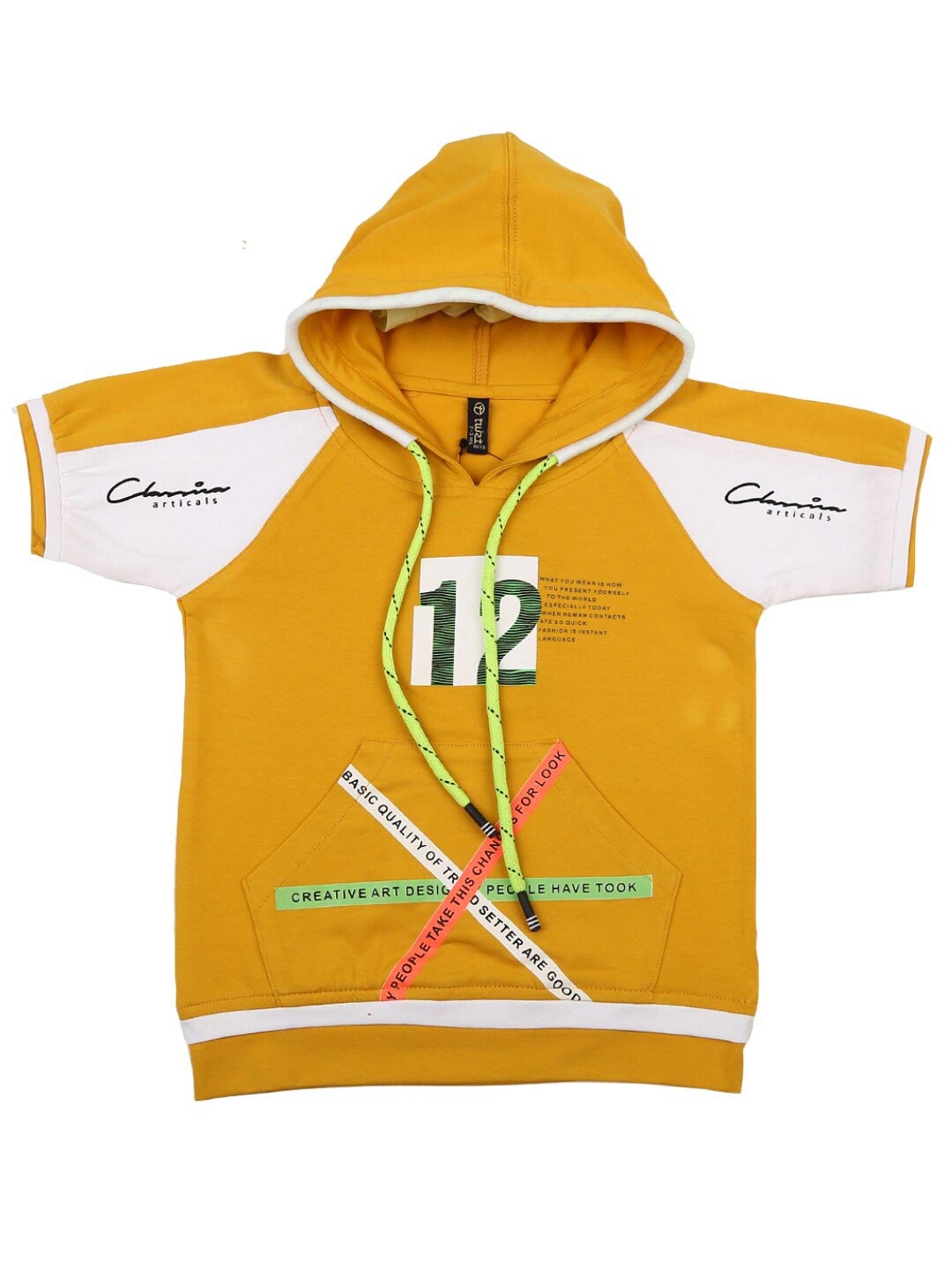 

V-Mart Boys Yellow Typography Printed Hooded Neck T-shirt