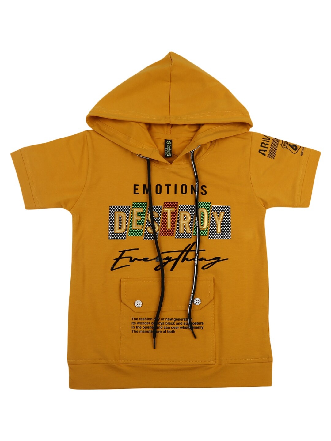

V-Mart Boys Mustard Yellow Typography Printed T-shirt