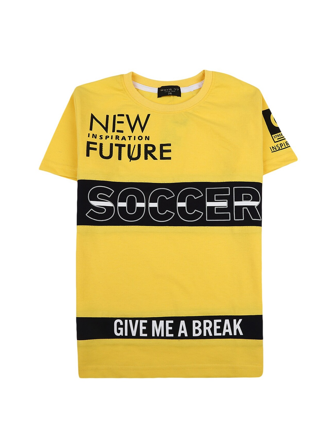 

V-Mart Teen-Boys Yellow Cotton Single Jersey Round Neck Typography Printed T-shirt