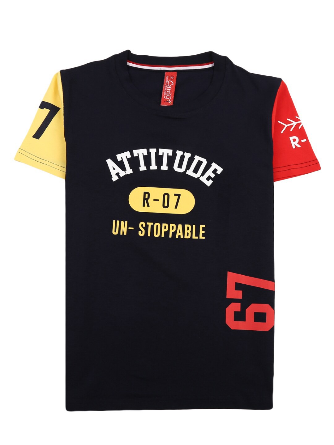 

V-Mart Boys Navy Blue Typography Printed Applique T-shirt