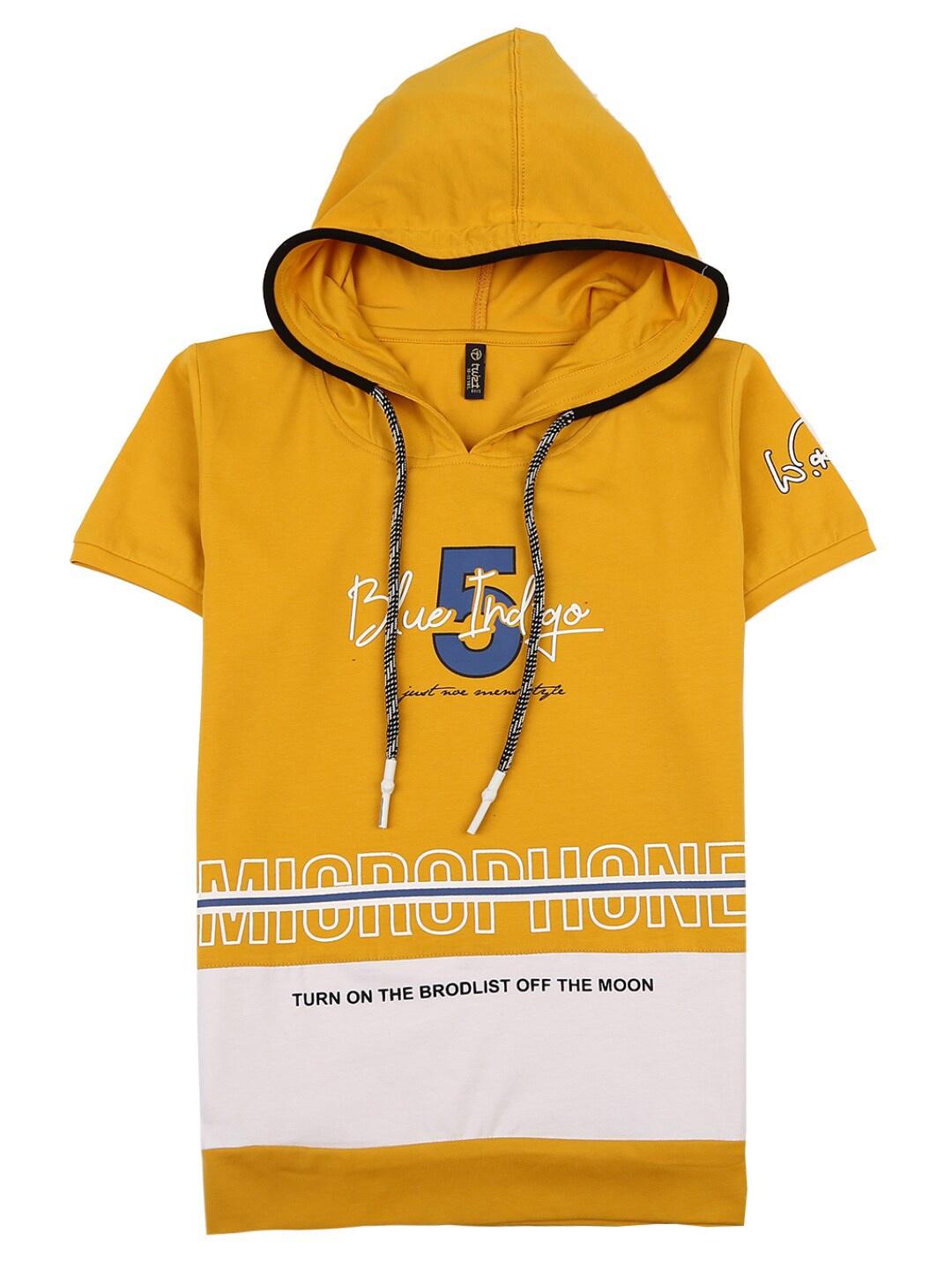 

V-Mart Kids-Boys Mustard Yellow Printed Cotton Hooded T-shirt