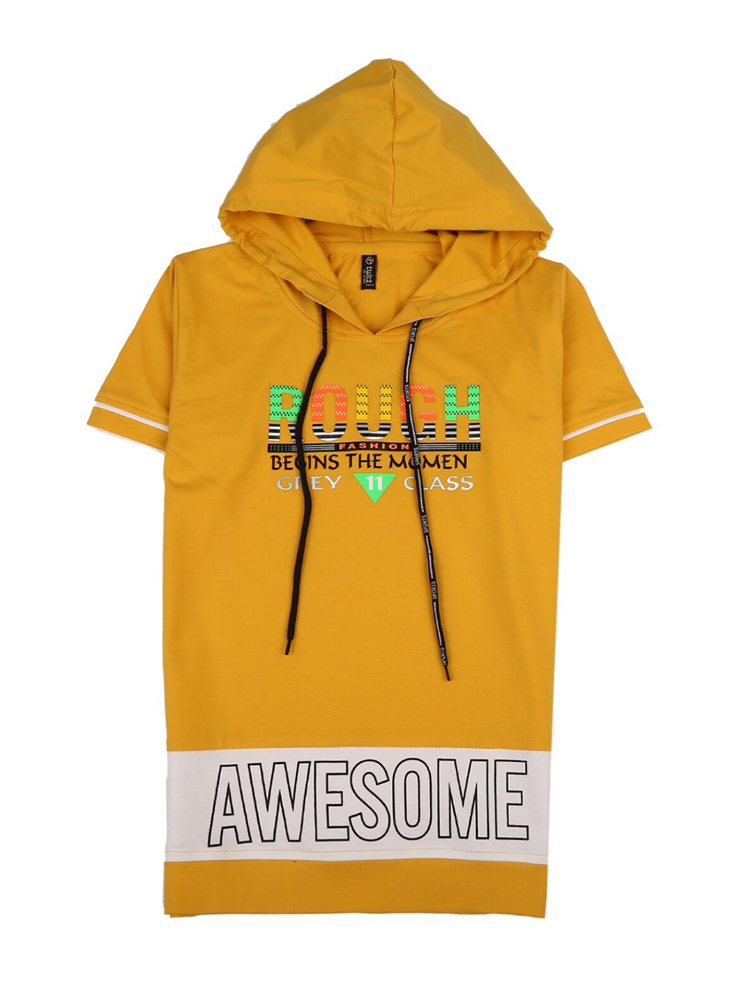 

V-Mart Boys Yellow Typography Printed Hooded Neck T-shirt