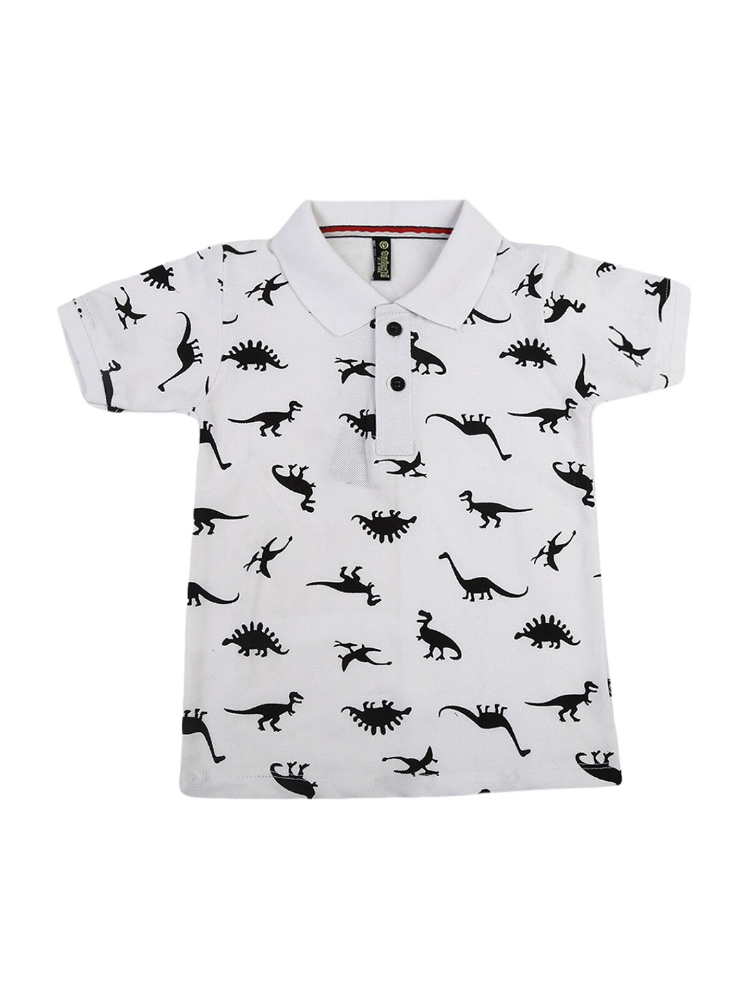 

V-Mart Boys White Printed Polo Collar T-shirt