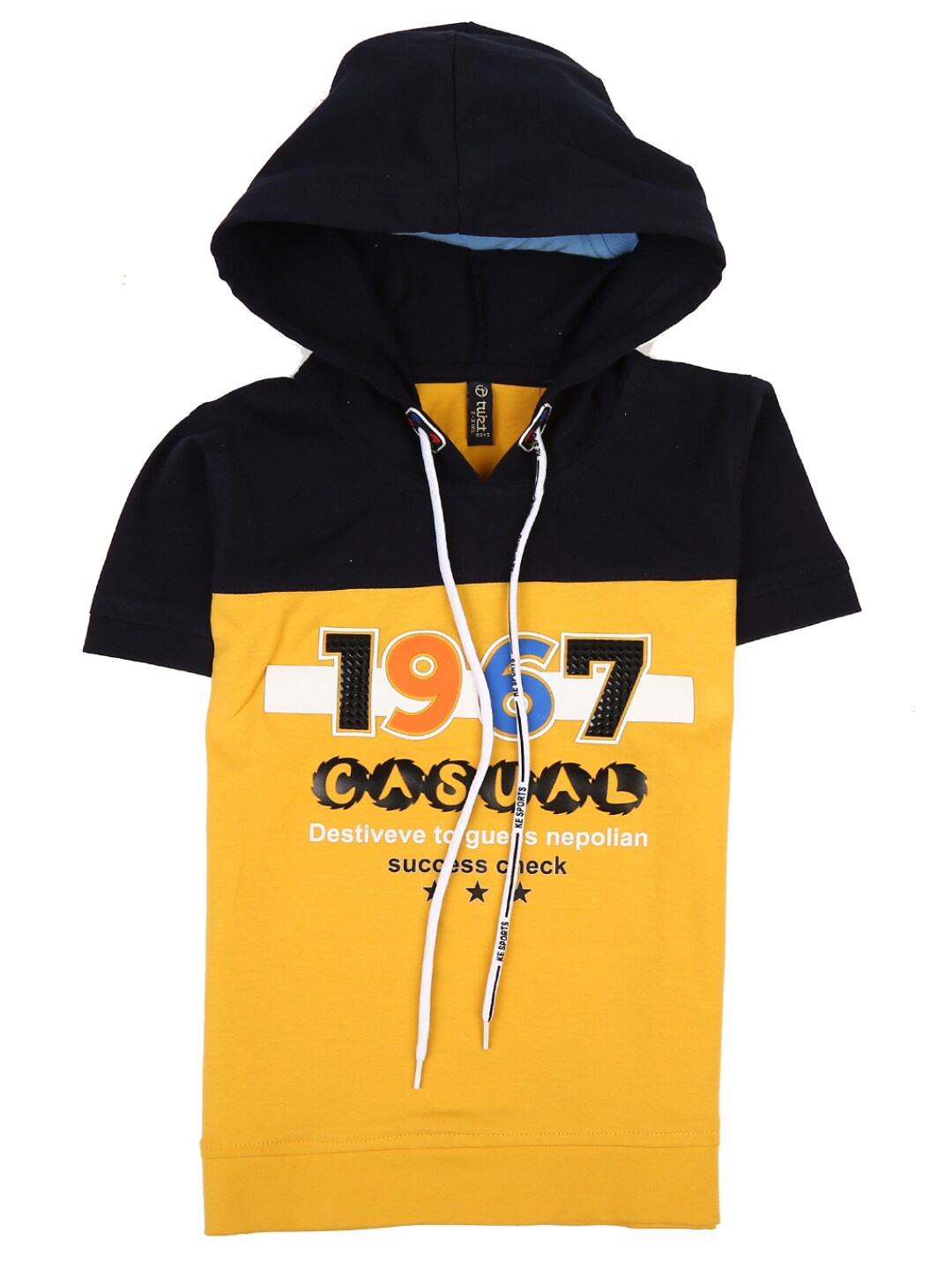 

V-Mart Boys Yellow & Black Typography Printed Cotton T-shirt