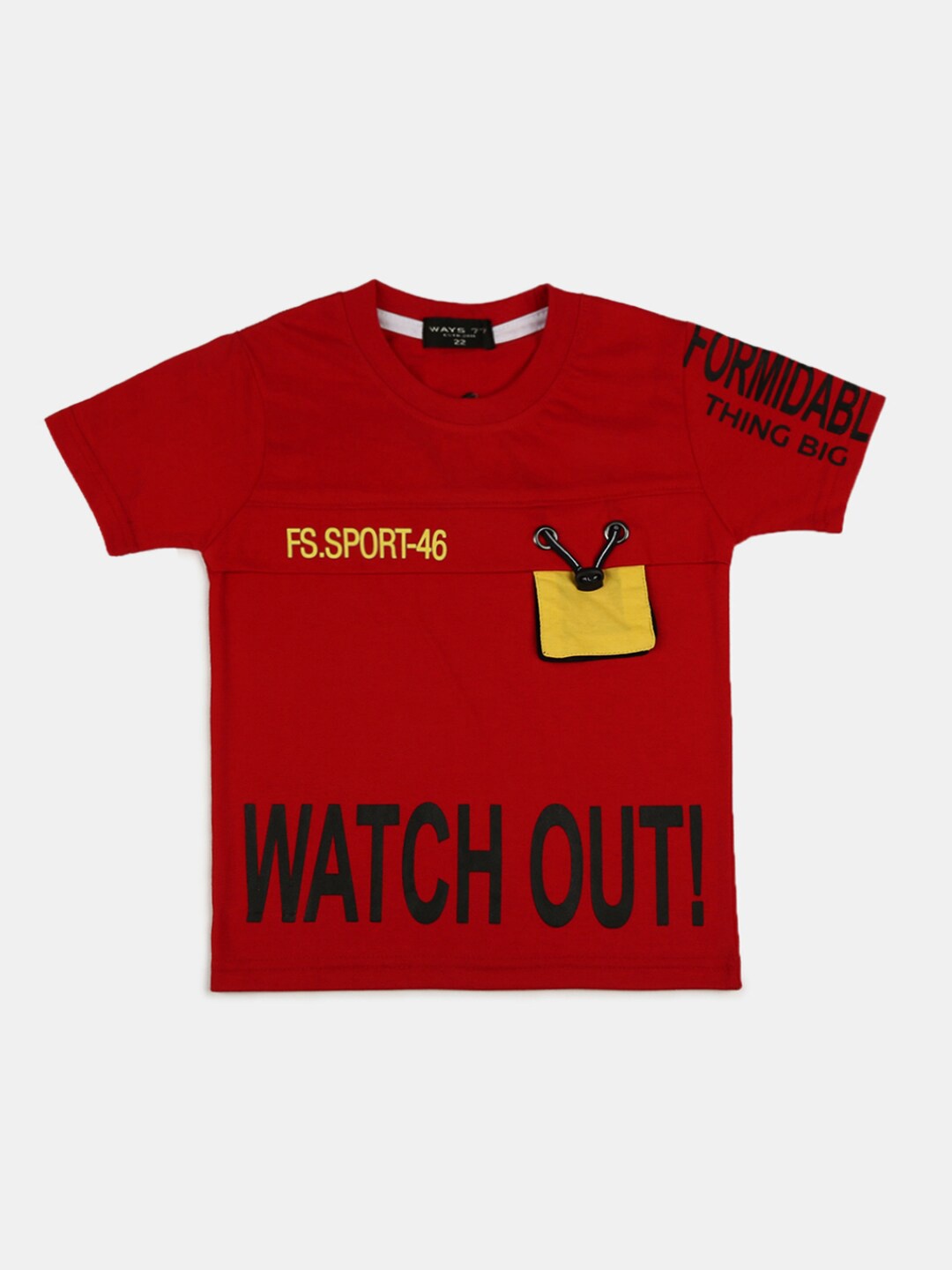 

V-Mart Boys Red Cotton Typography Printed T-shirt