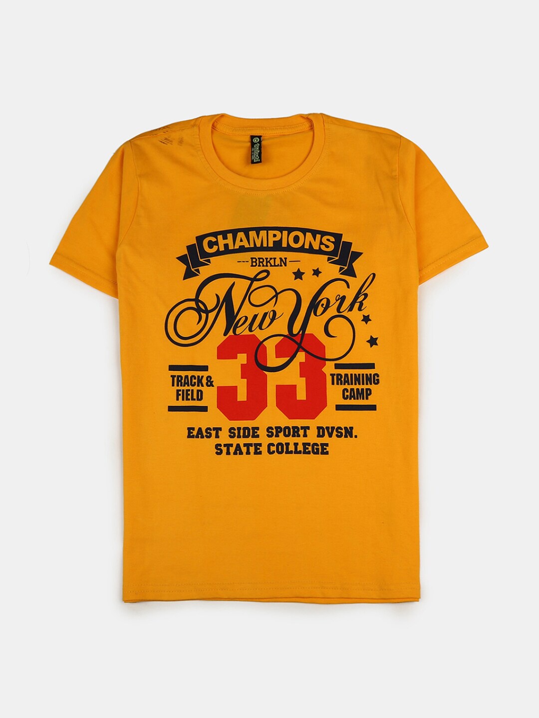 

V-Mart Boys Mustard Yellow Printed T-shirt