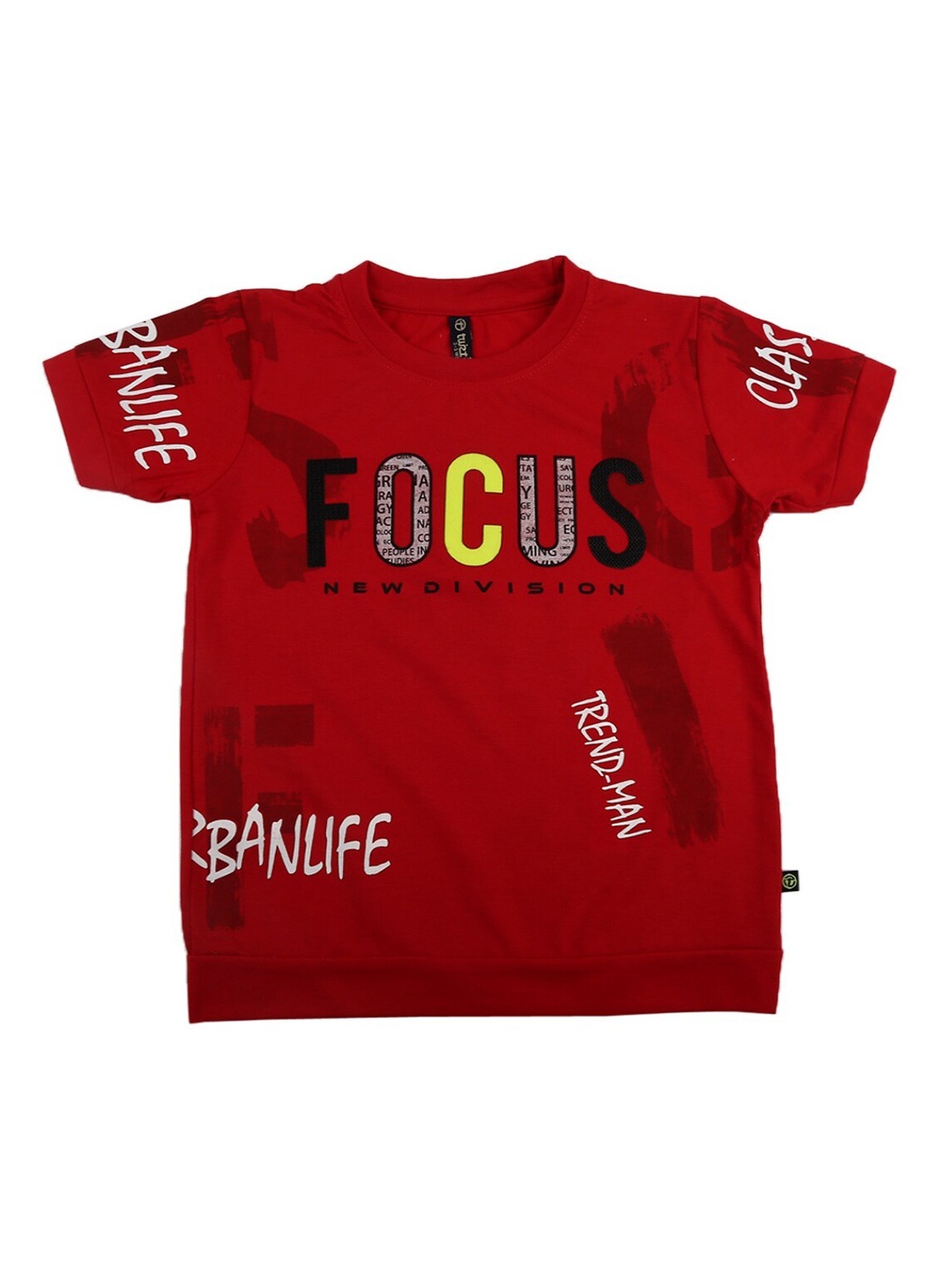 

V-Mart Boys Red Typography Printed Applique T-shirt
