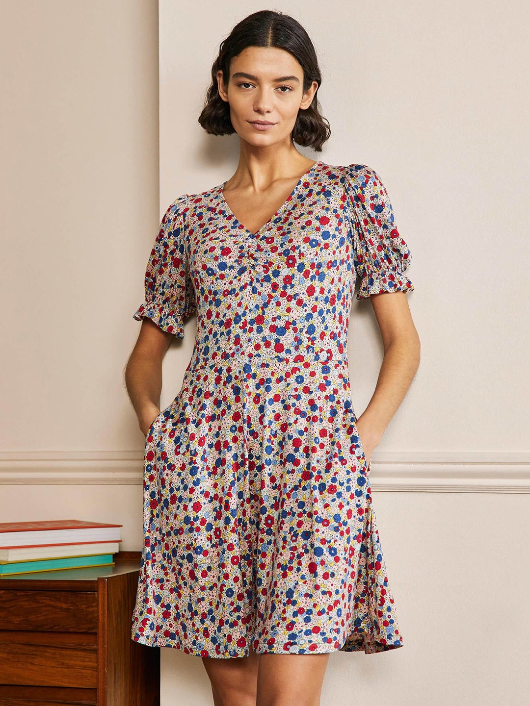 

La Aimee Multicoloured Floral A-Line Dress, Multi